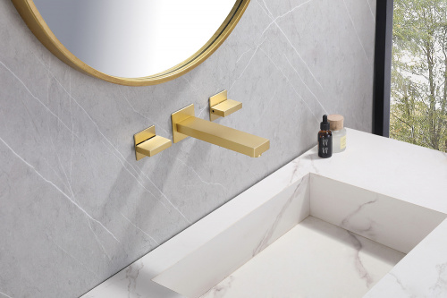 Смеситель для раковины ABBER Daheim AF82122G скрытого монтажа, матовое золото