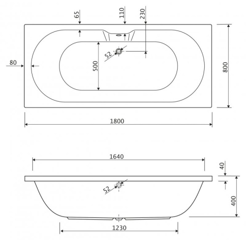 Акриловая ванна Riho 1700x700x450 CALISTO-170-70-45