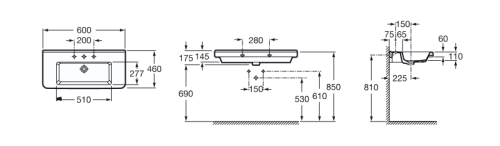 Раковина Roca Dama-N 600x460 настенная 327784000