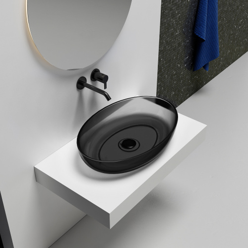 Раковина накладная прозрачная ABBER Kristall AT2801Onyx черная