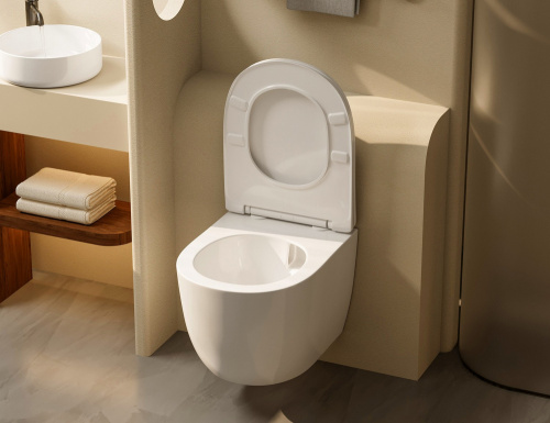 Комплект ABBER: подвесной унитаз Bequem AC1100T белый, инсталляция AC0105, клавиша AC0120MW белая матовая